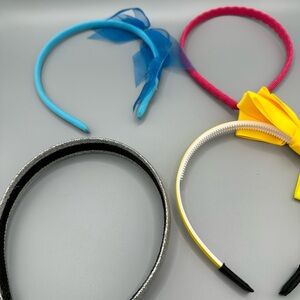 Lot of 4 Girls Headbands Silver Bows Vintage To Current Child To Teen See Photos